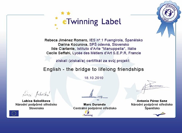 Certifikát eTwinning